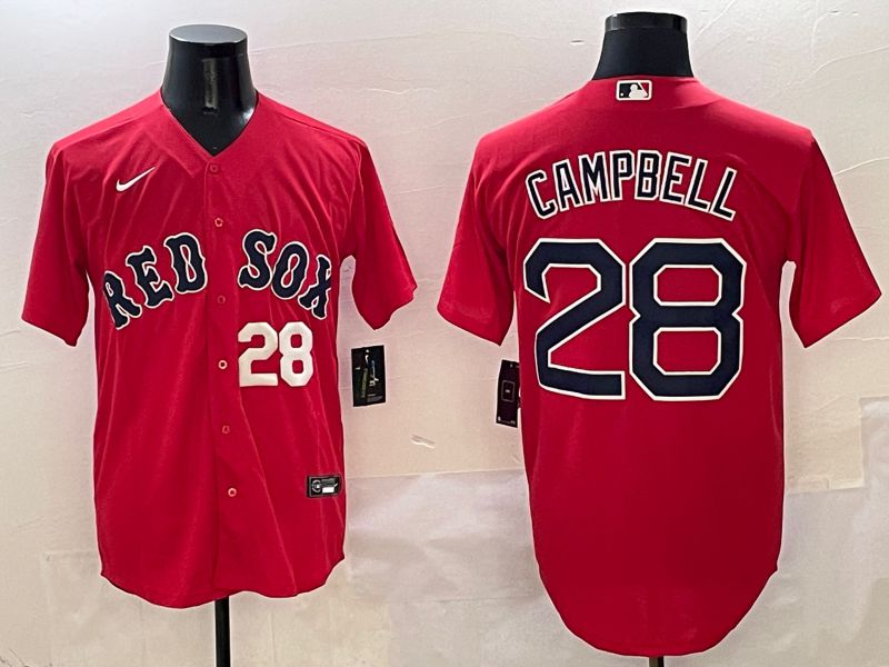 Men Boston Red Sox 28 Campbell Red Game 2025 Nike MLB Jersey style 1